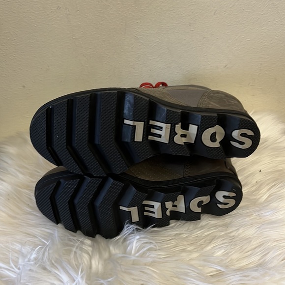 Sorel Lexie Wedge Boots Womens Size 8 Gray Red Lace Up Ankle Booties - Picture 3 of 5